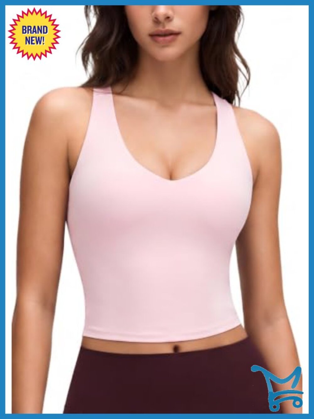 Womens Deep V Neck Tank Top Double Lined Slim Fit Sleeveless Crop Top